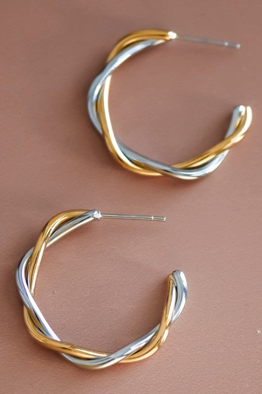 Duo-tone Twisted Earrings